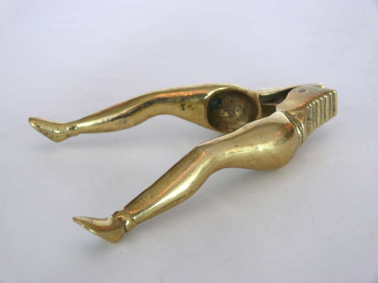 Solid Brass Ladies Legs Nutcracker In Excellent Condition In Beverly Hills, CA
