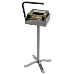 Italian Chrome and Glass Ashtray Stand