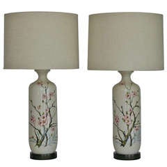 Ceramic Cherry Blossom Lamps by Marbro