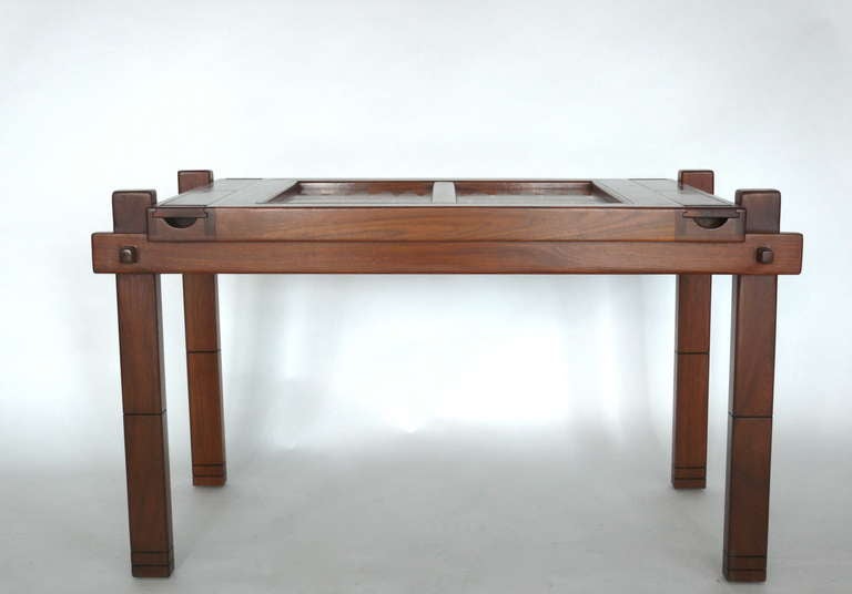 Contemporary Walnut Wood Backgammon Table For Sale