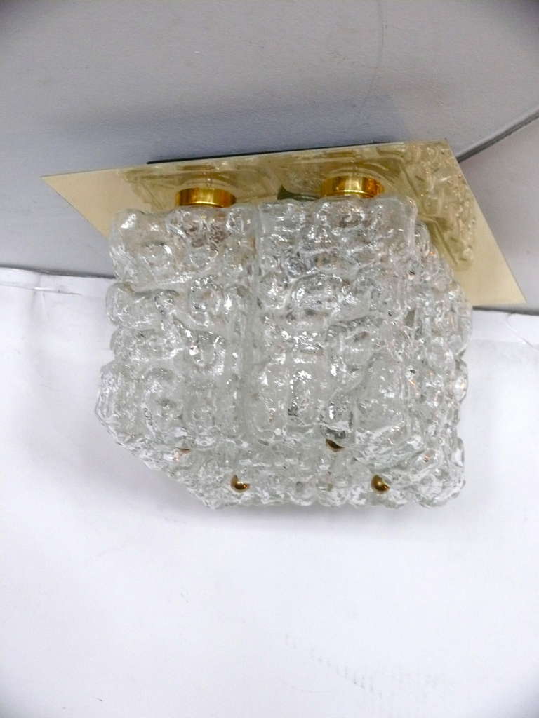 German Ice Glass Flush Mount For Sale