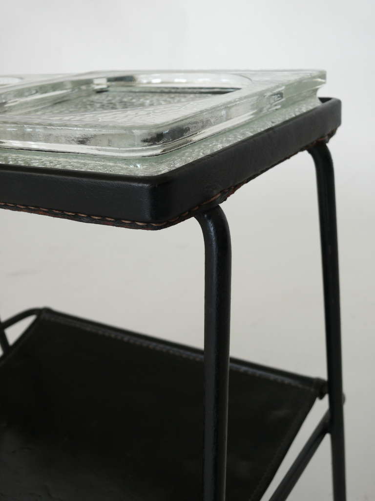 Leather Jacques Adnet Catch-All Table