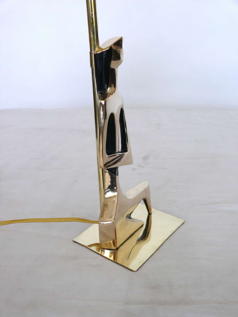 Mid-20th Century Solid Sculptural Brass Lamp