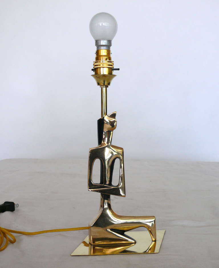 Solid Sculptural Brass Lamp 3