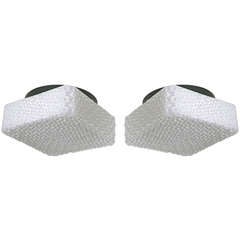 Textured Square Milk Glass Flush Mounts 12