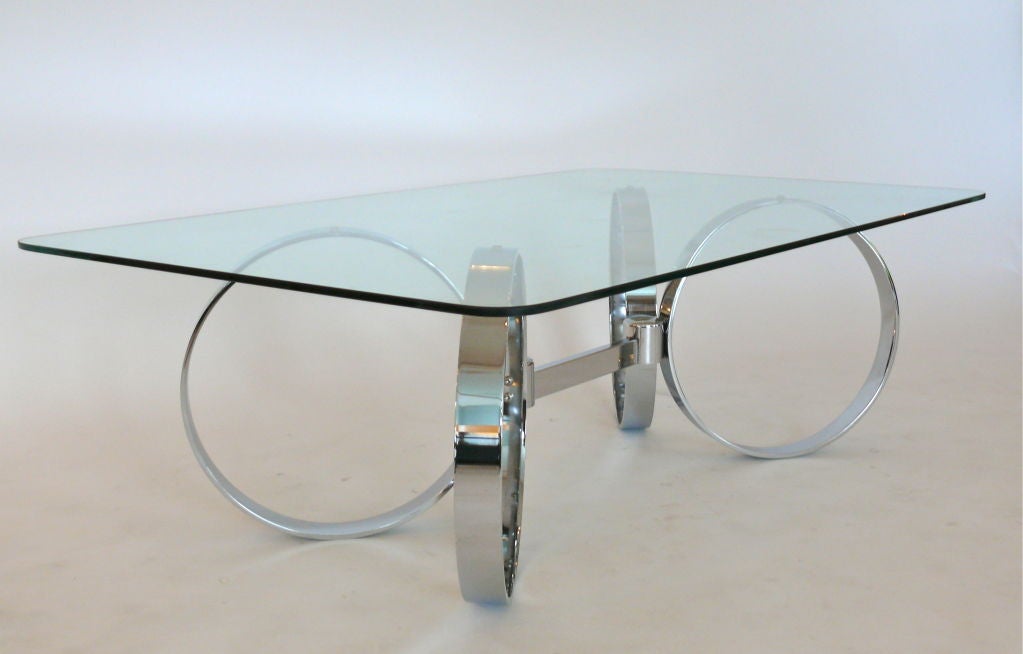 German Chrome Circle Coffee Table