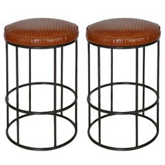 Woven Leather Bar Stools