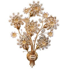 Large Italian Floral Crystal Sconce