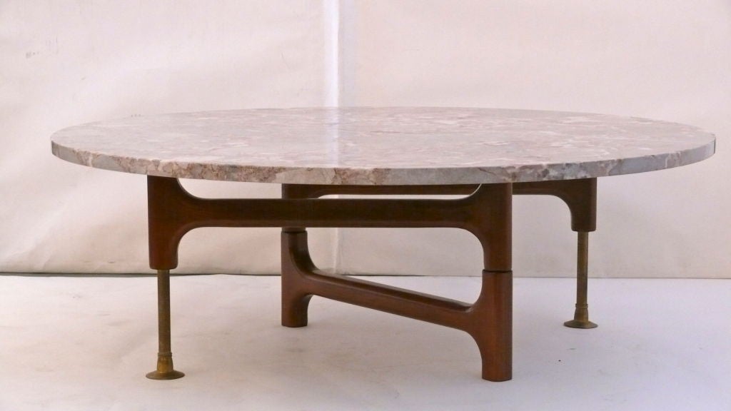 Marble and Walnut Coffee Table