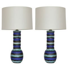 Fantoni Drip Glaze Ceramic Table Lamps Fantoni Drip Glaze Ceramic Table Lamps