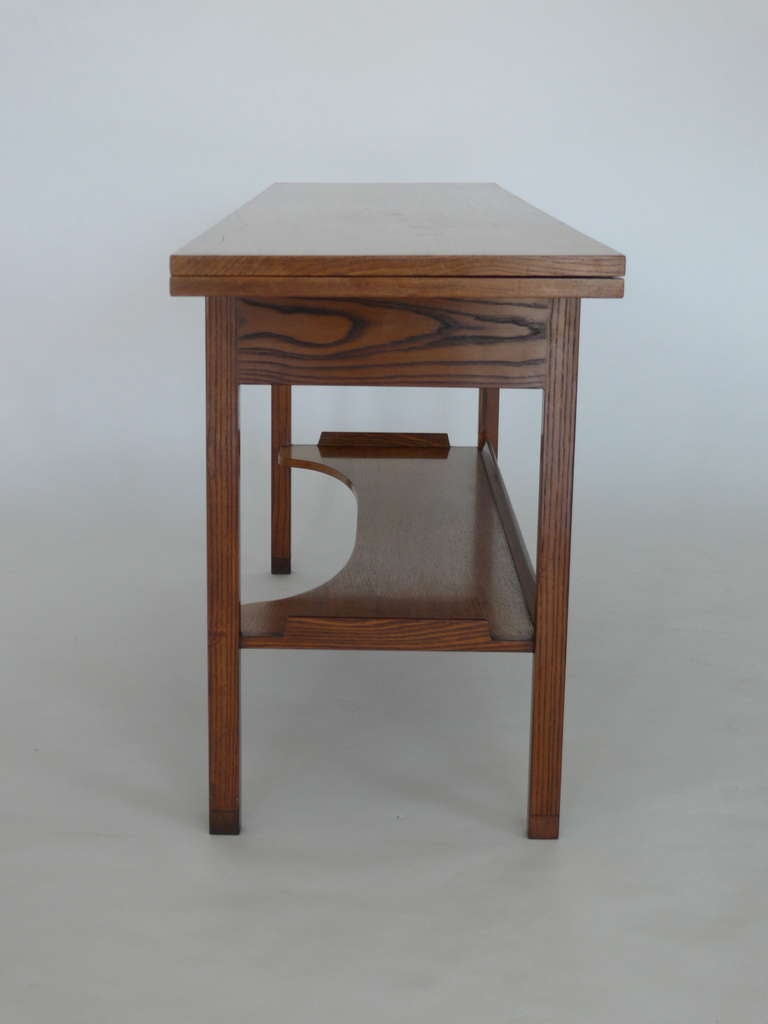 Oak Flip Top Console/ Writing Table by Dunbar