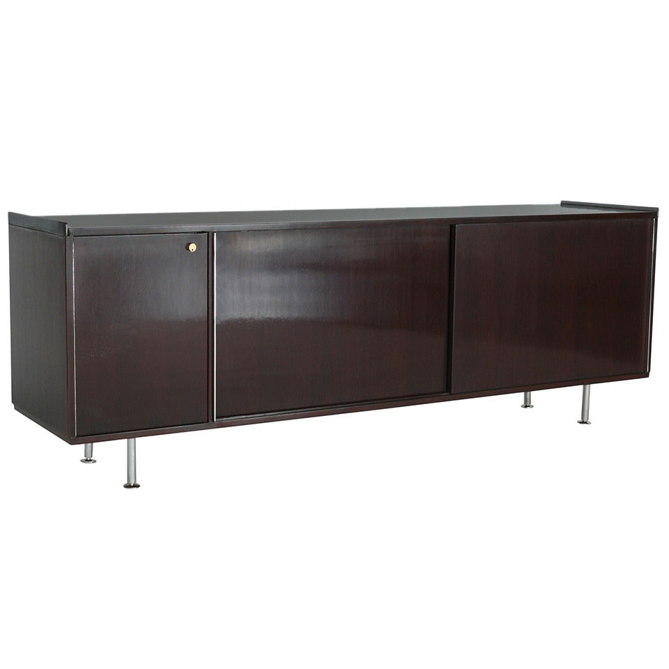 Italian Mahogany and Steel Credenza