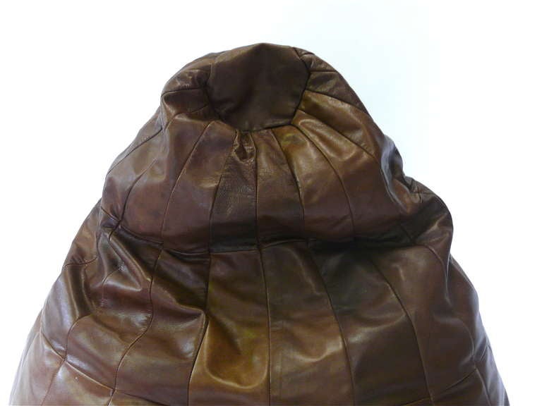 brown leather bean bag