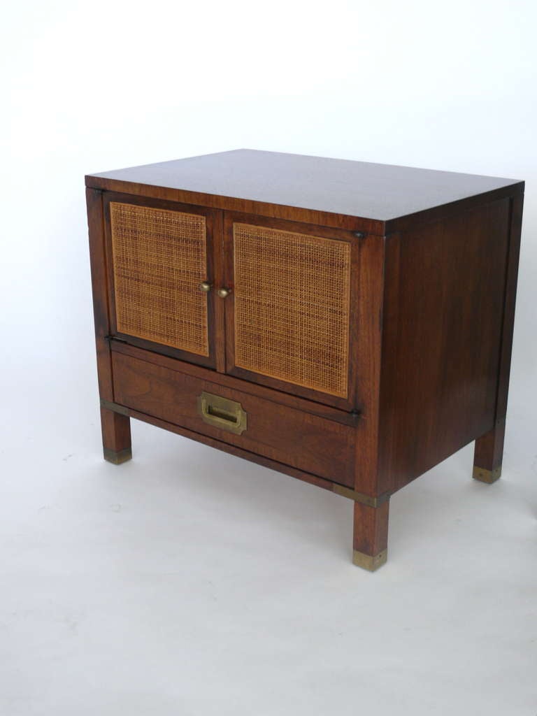 Pair of Wood and Cane Nightstands for Baker at 1stdibs