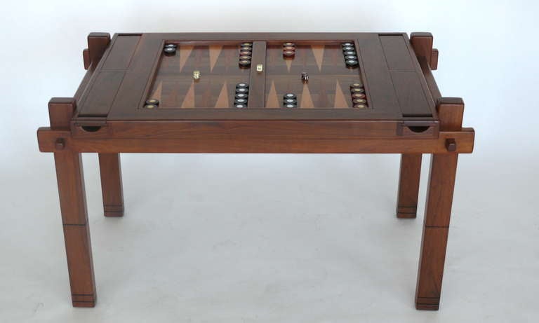 American Walnut Wood Backgammon Table For Sale