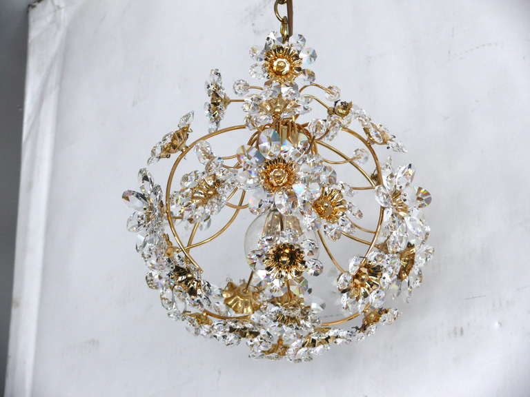 Italian Floral Crystal Pendant In Excellent Condition In Beverly Hills, CA