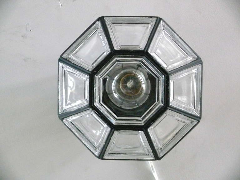 Austrian Iron and Glass Octagon Flush Mount For Sale