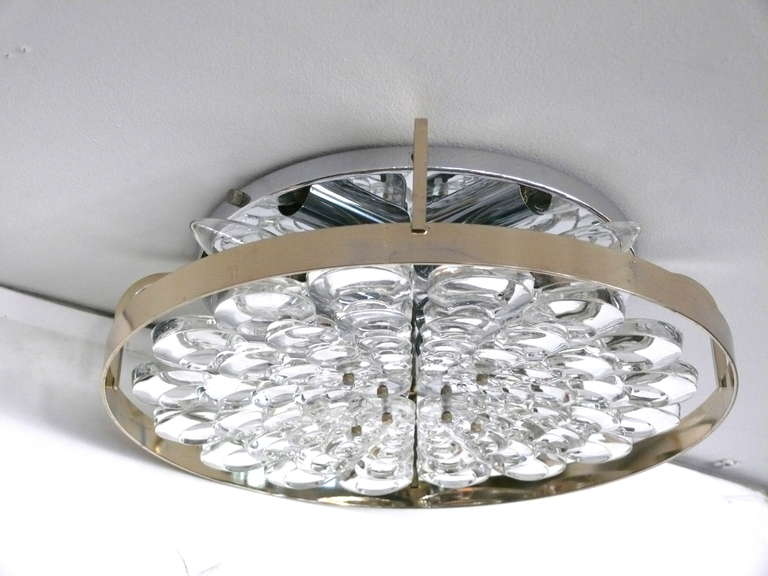 Italian Crystal Flush Mount In Excellent Condition In Beverly Hills, CA
