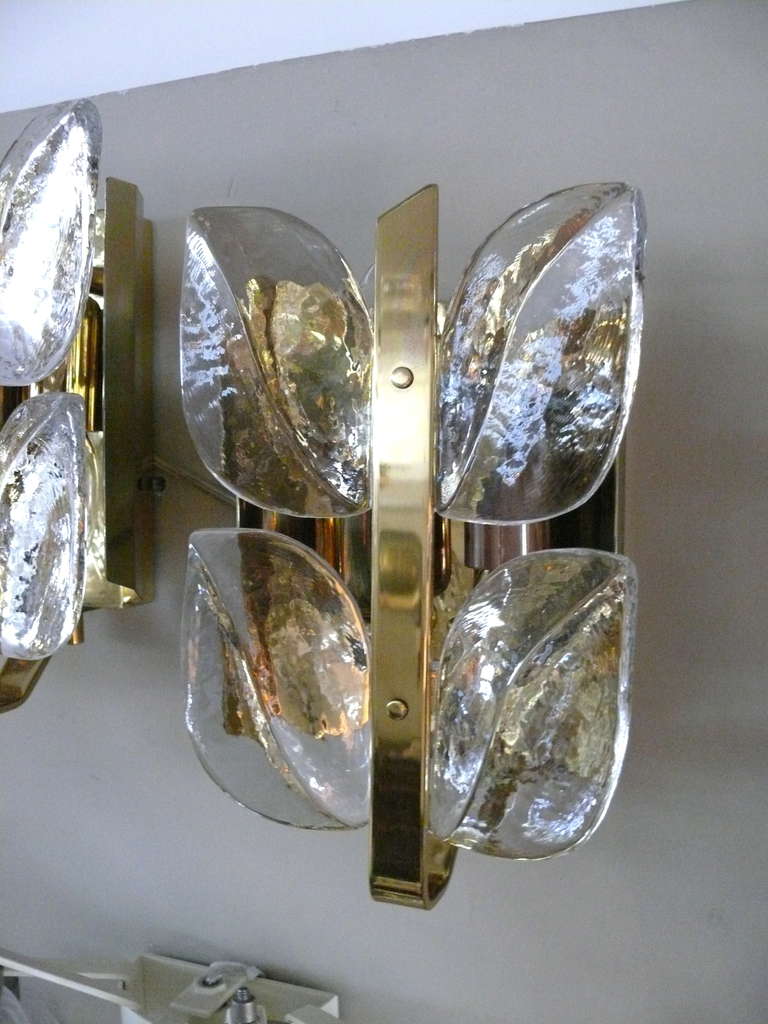 Mid-20th Century Pair of Kalmar Leaf Sconces