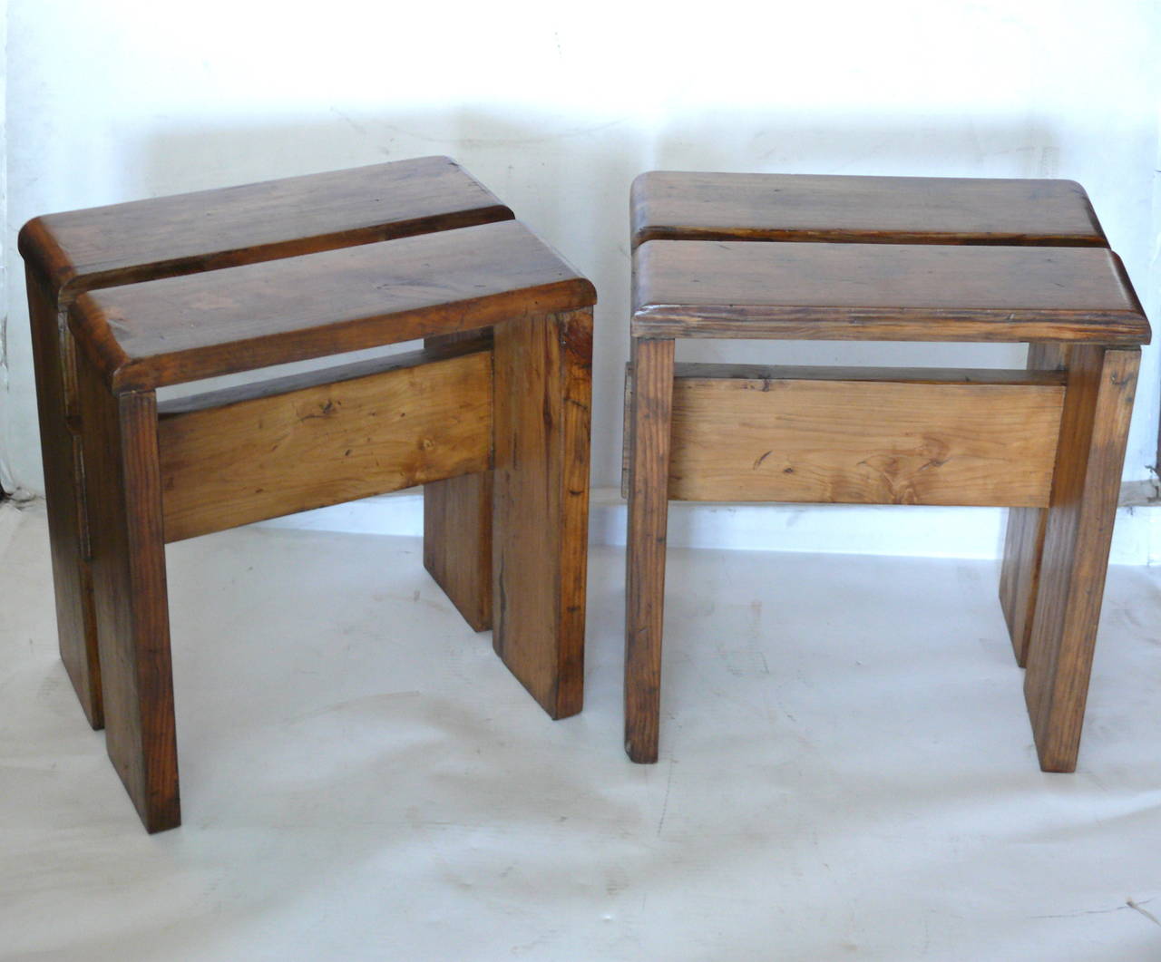 Pair of Oak Stools by Charlotte Perriand In Excellent Condition In Beverly Hills, CA