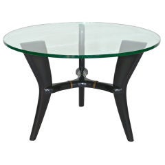 Italian Wood and Brass Tripod Table