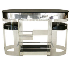 Lucite and Chrome Bar with Stools