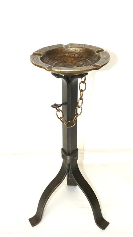 French Brass and Iron Adjustable Ashtray Stand