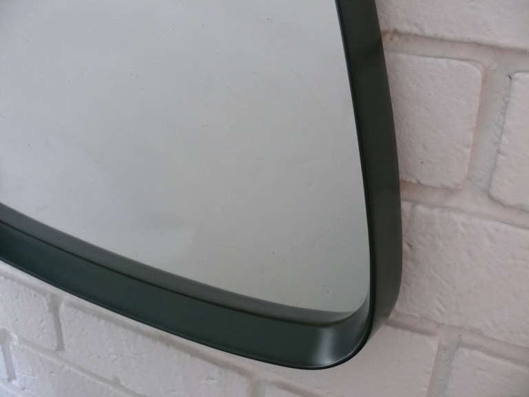Mid-20th Century Italian Wood and Leather Mirror