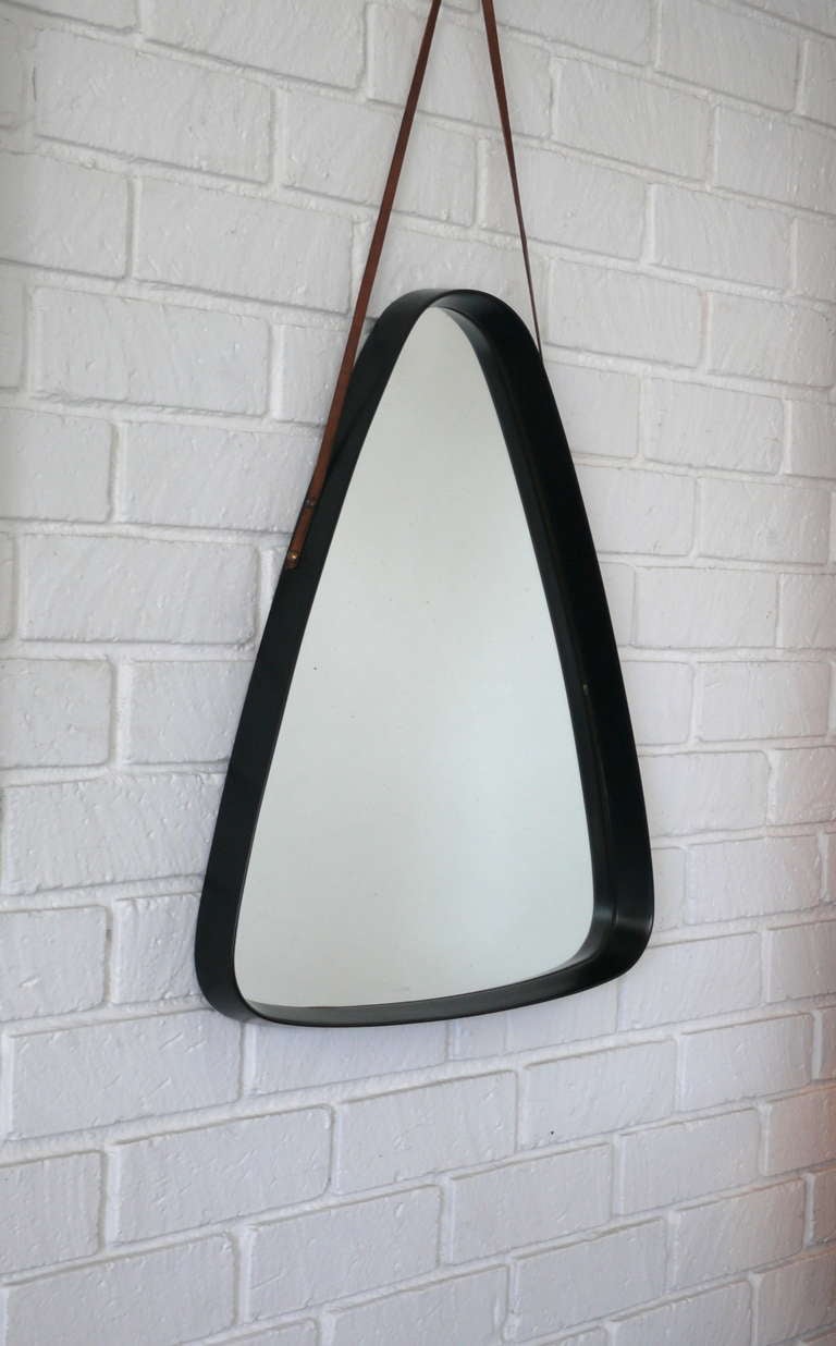 Italian Wood and Leather Mirror 3