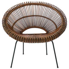 Rattan Bucket Chair in the style of Franco Albini