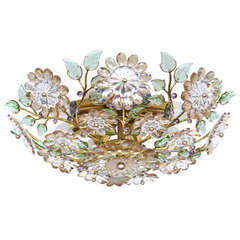 Italian Floral Crystal Flush Mount