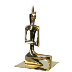 Solid Sculptural Brass Lamp