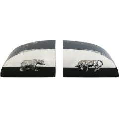 Vintage Lucite Bull & Bear Wall Street Bookends