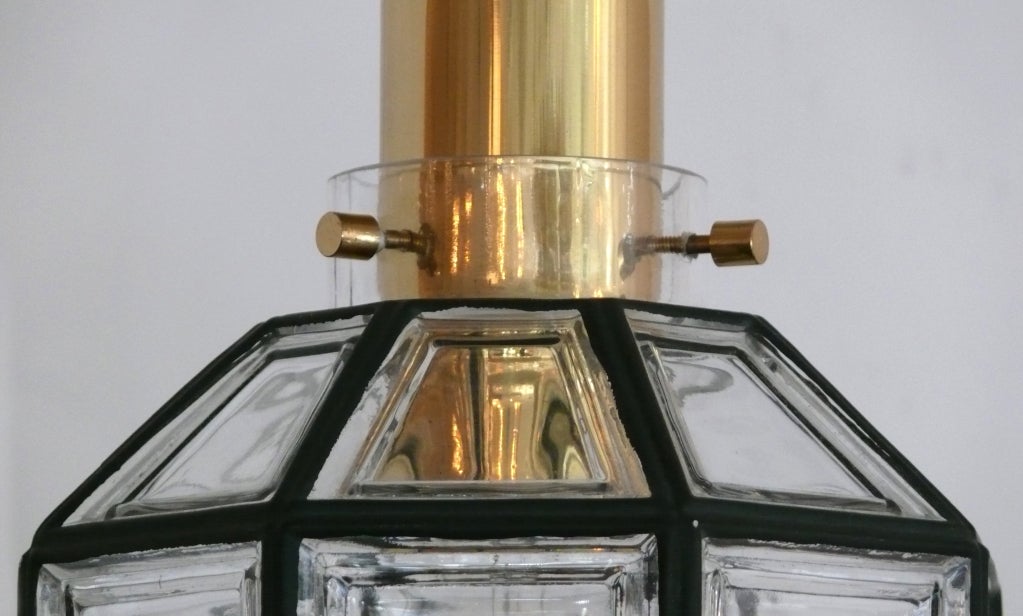 Austrian Iron and Glass Lantern Pendant