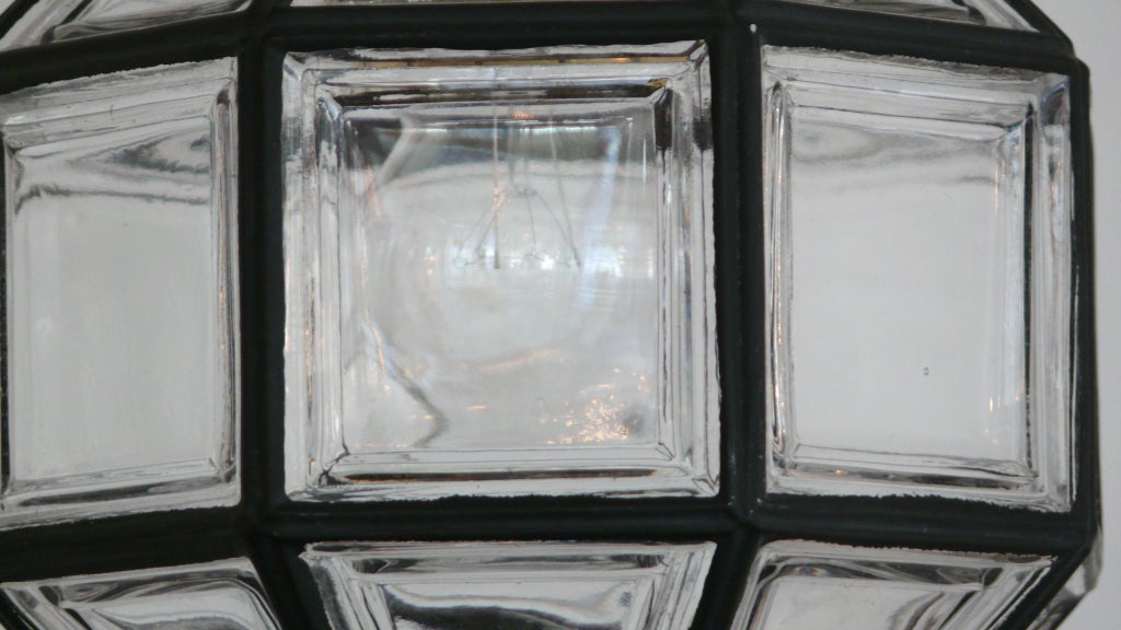 20th Century Iron and Glass Lantern Pendant