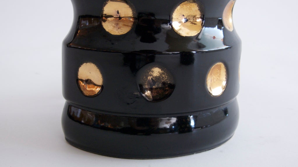 Gold and Black Ceramic Polka Dot Lamps 2