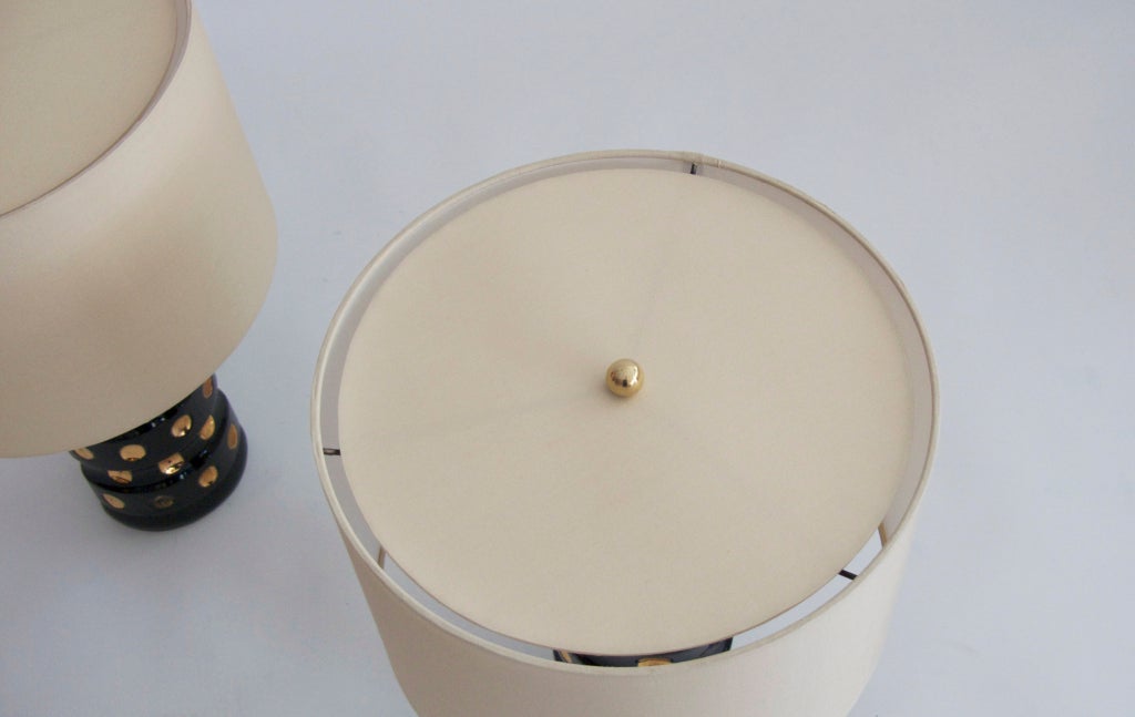 Gold and Black Ceramic Polka Dot Lamps 3