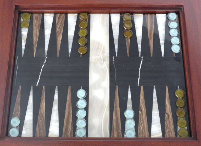 American Wood and Marble Backgammon Table
