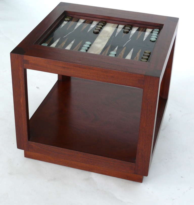 Contemporary Wood and Marble Backgammon Table