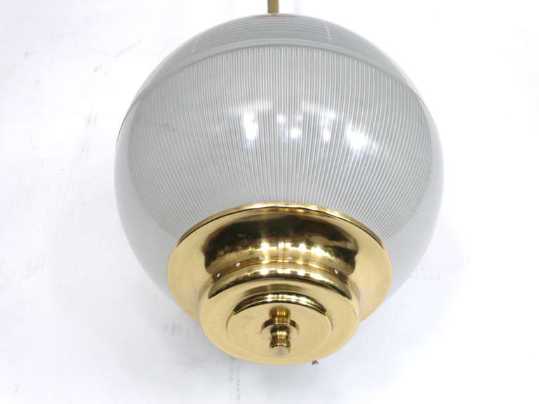 Brass and Glass Pendant by Stilnovo In Excellent Condition In Beverly Hills, CA