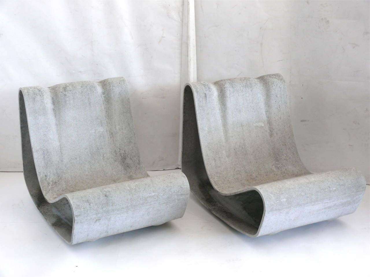 Cement Willy Guhl Loop Chairs and Matching Table