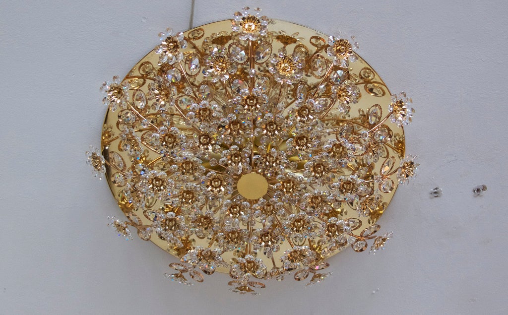 Exquisite Italian flush mount with dozens of sprouting petite flowers with glass petals and brass centers. Gorgeous detail and design - illuminate beautifully. Newly re-wired.