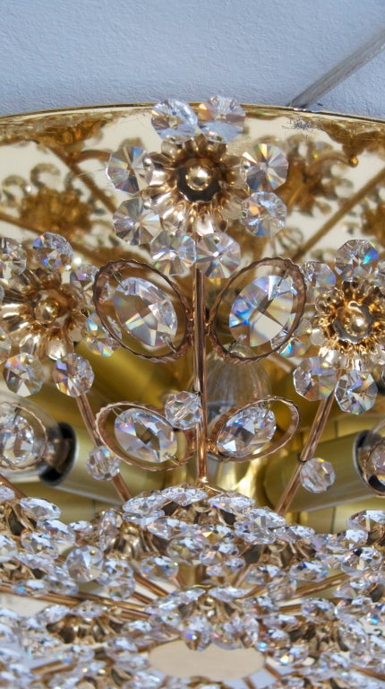 Large Flower Crystal Flush Mount In Excellent Condition In Beverly Hills, CA