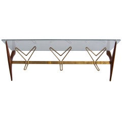 Italian Wood and Brass Wall Rack