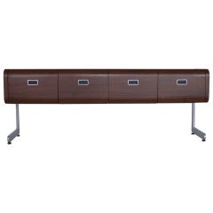 Cantilevered Walnut and Chrome Credenza by Glenn of California
