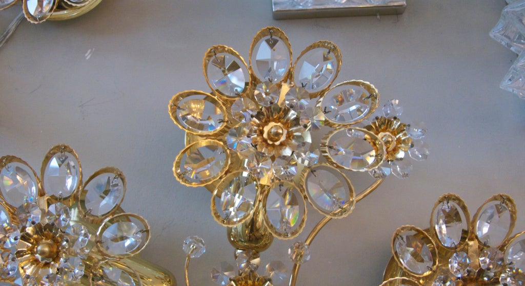 Austrian Palwa Floral Crystal Sconces