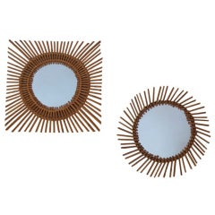 French Bamboo Sunburst Mirrors