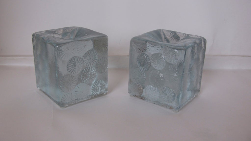 Blenko Glass Cube Bookends