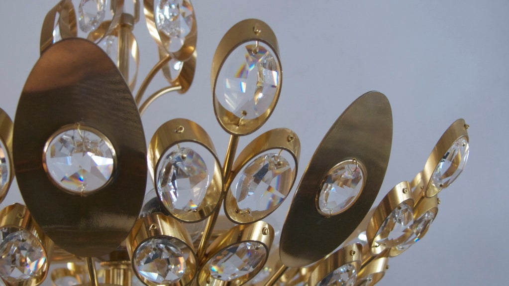 Mid-20th Century Italian Crystal and Brass Dome Light