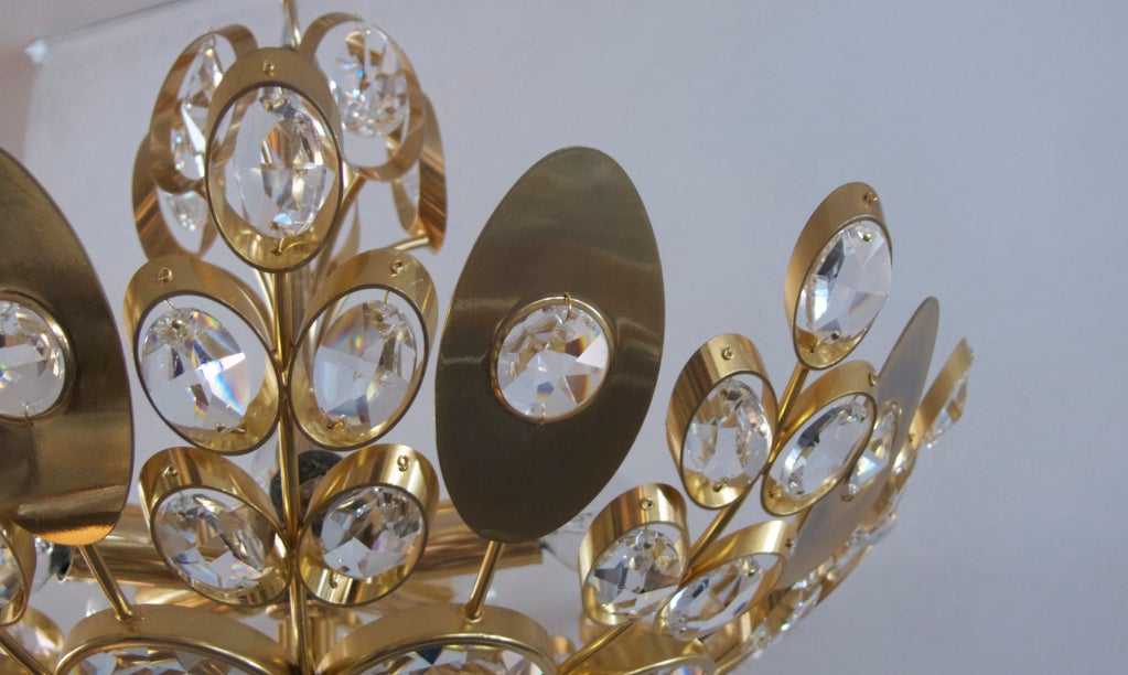 Italian Crystal and Brass Dome Light at 1stDibs